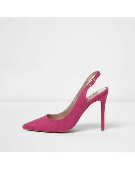 River Island Pink Slingback Court Shoes