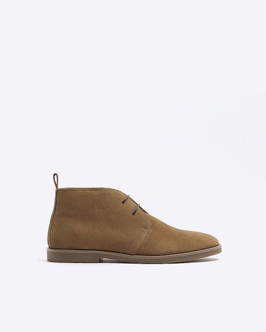 River Island White Stone Suede Chukka Boots for men