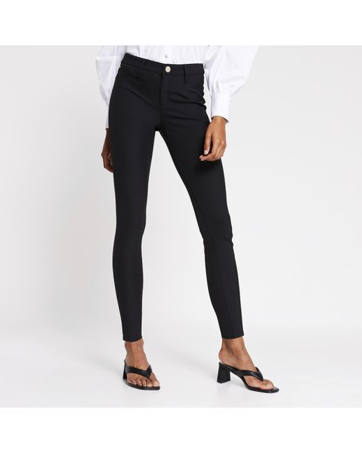 River Island Black Molly Mid Rise Skinny Trousers