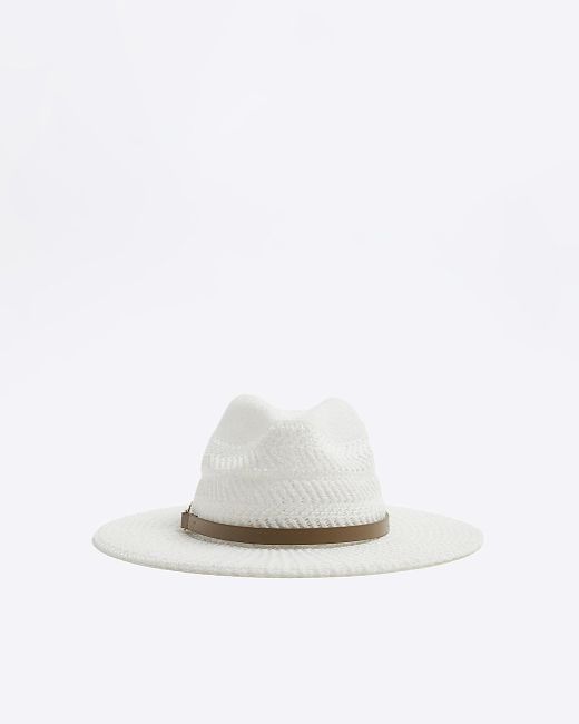 River Island White Crochet Fedora Hat