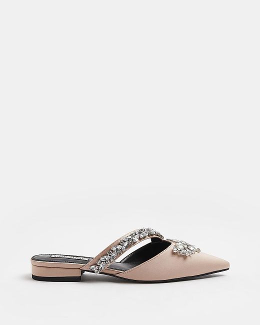 River Island Pink Embellished Backless Shoes Lyst