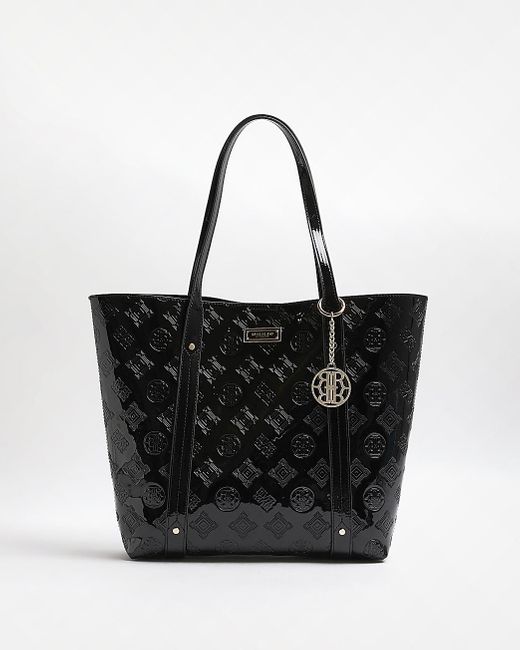 River Island Black Ri Embossed Shopper Bag Lyst