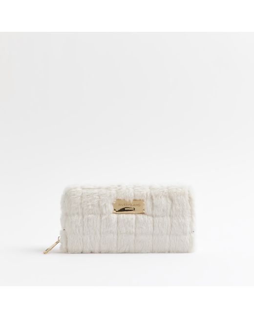 River Island White Cream Faux Fur Quilted Purse
