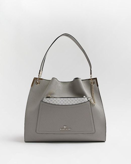river island grey tote bag
