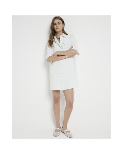 River Island White Denim Mini Shirt Dress