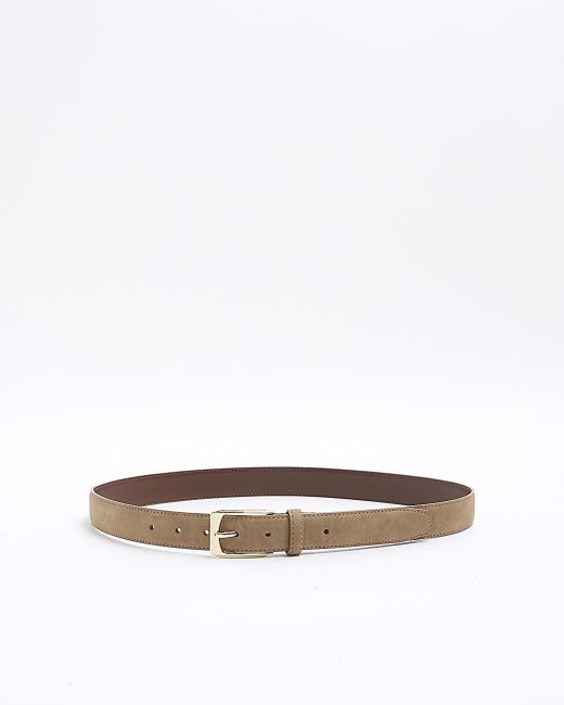River Island White Stone Faux Leather Suede Belt for men