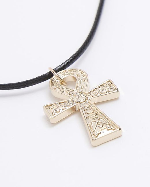 River Island Brown Cross Necklace