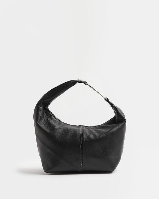 River Island Black Leather Shoulder Bag Lyst