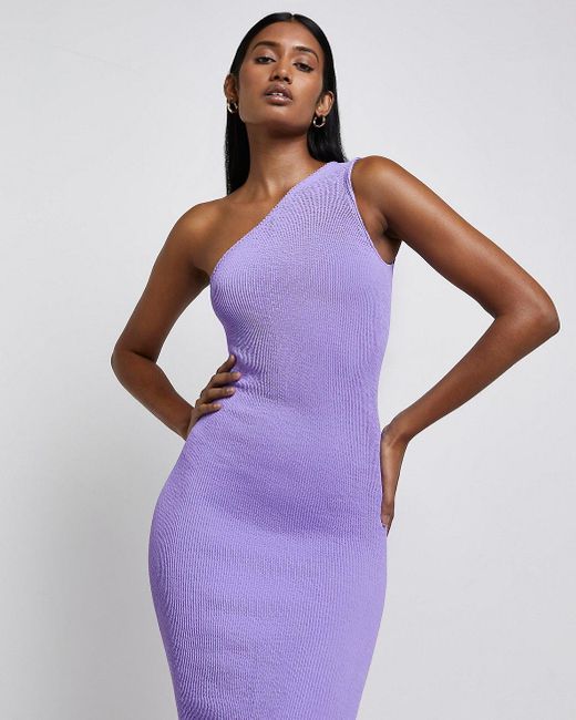 River Island Purple One Shoulder Bodycon Midi Dress | Lyst UK