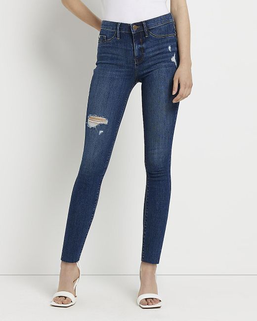 River Island Denim Blue Ripped Molly 