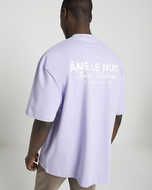 River Island Purple Graphic Print T-shirt for men