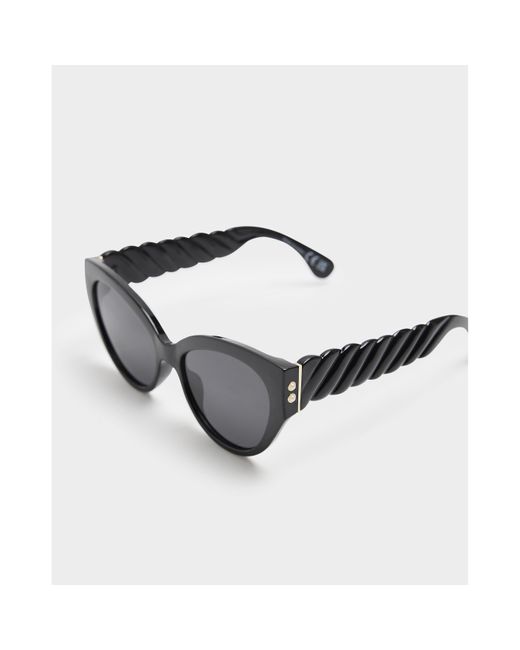 River Island Black Textured Arm Cat Eye Sunglasses