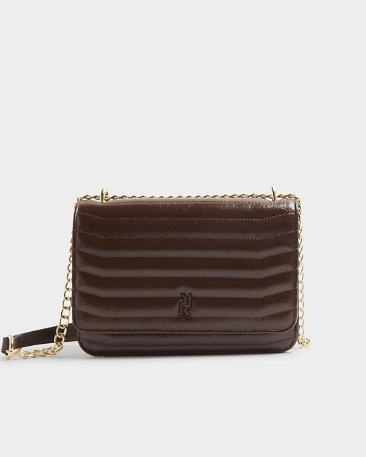 River Island Brown Quilted Chain Shoulder Bag