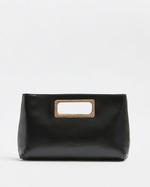 River Island Black Metal Handle Clutch Bag | Lyst Canada