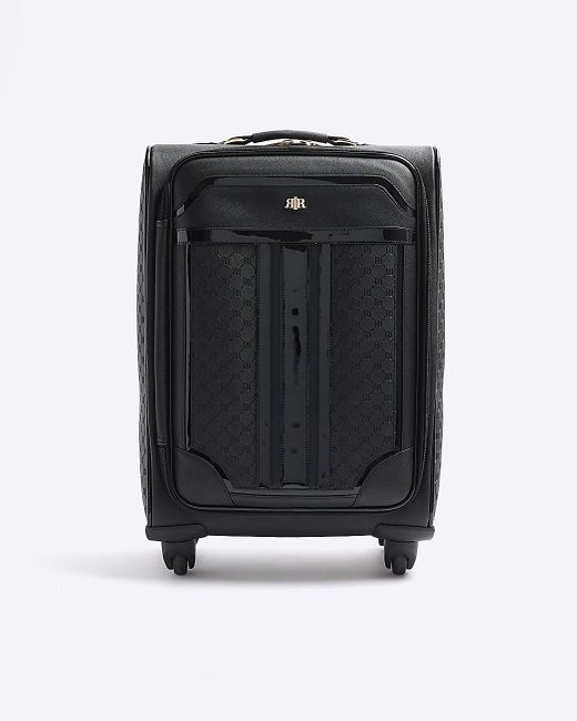 River Island Black Embossed Ri Monogram Suitcase