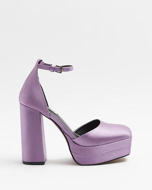 River Island Purple Satin Platform Heeled Shoes