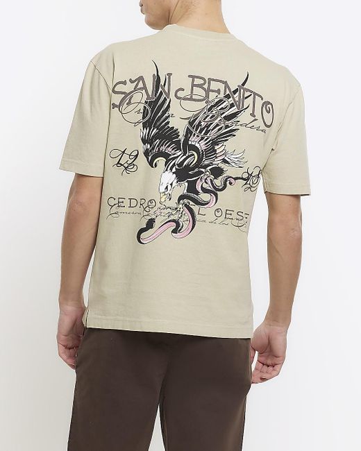 River Island Natural Eagle Graphic T-shirt for men