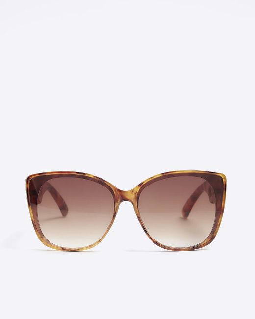 River Island Brown Chain Cat Eye Sunglasses