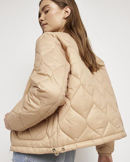 Beige Quilted Padded Jacket 