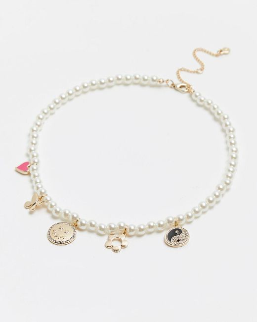 River Island White Pendant Pearl 