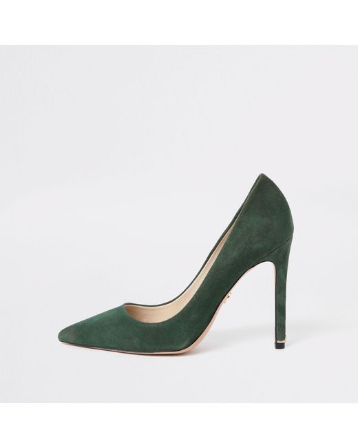River Island Green Suede Court Shoes