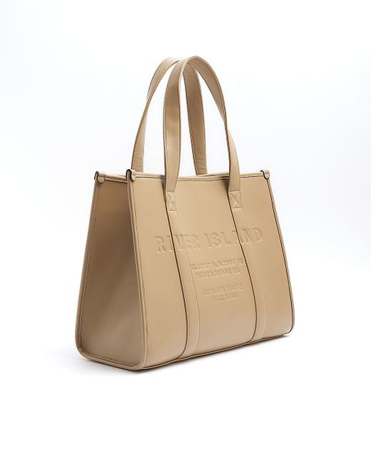 River Island Natural Faux Leather Embossed Shopper Bag