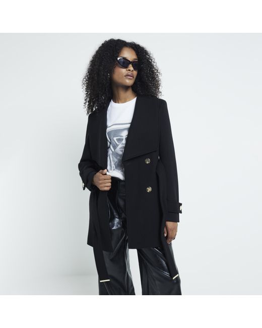 Belted wrap coat black hotsell