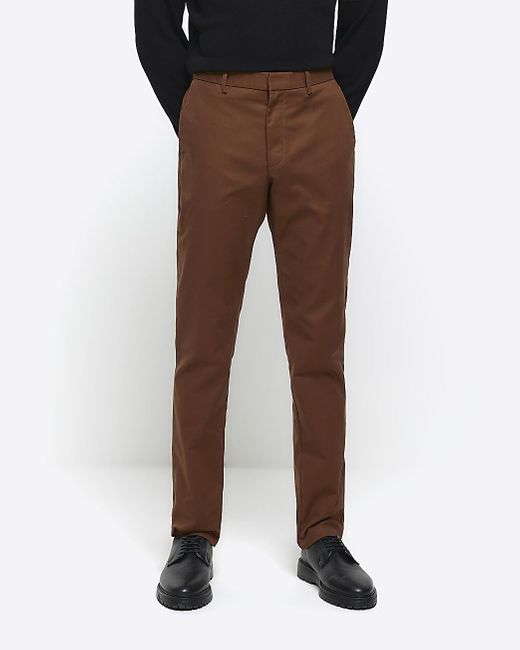 River Island Black Rust Smart Chino Trousers for men
