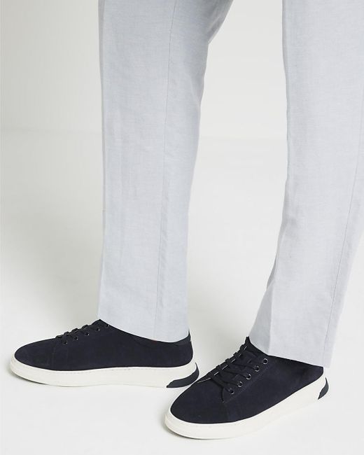 River Island Blue Navy Suede Trainers for men