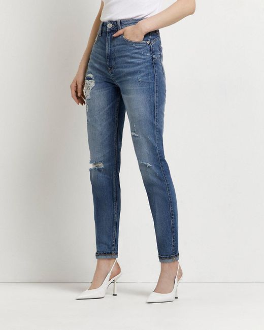 River Island Denim Ripped High Waisted 