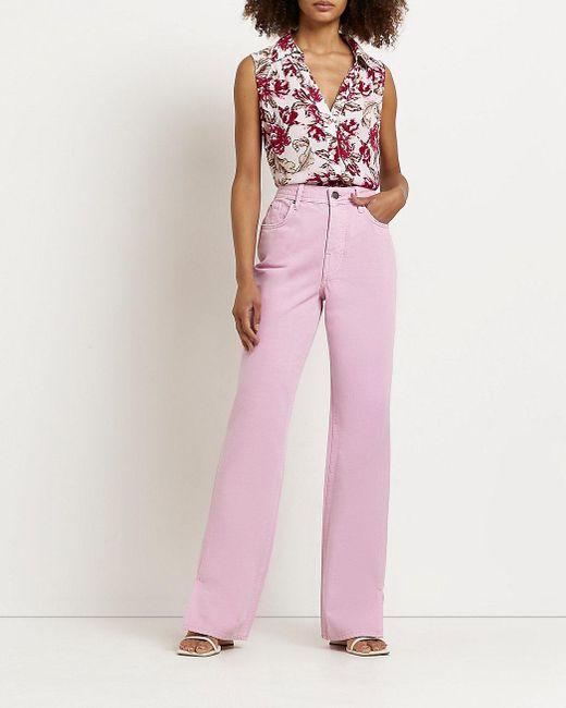 River Island Pink Floral Sleeveless 