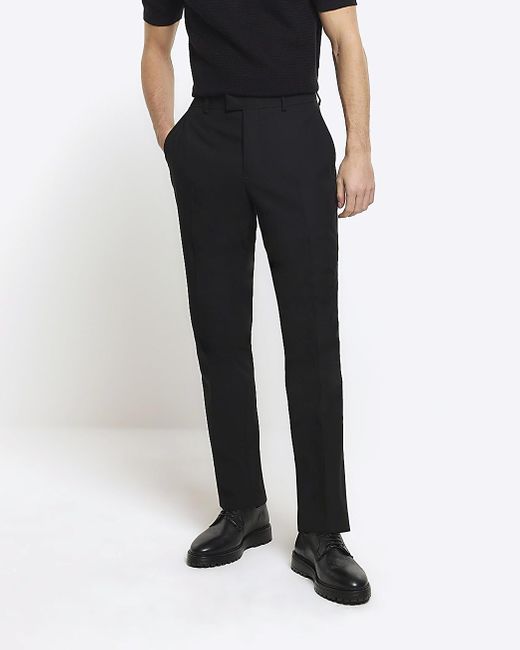 River Island Black Suit Trousers for men