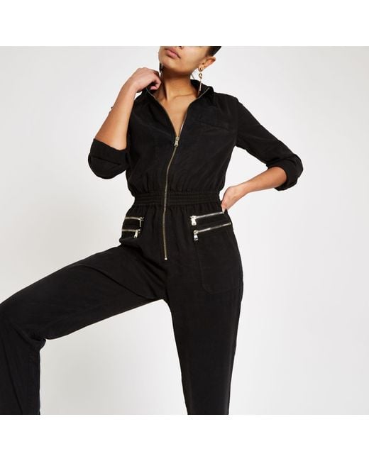 River Island Utility Boiler Jumpsuit in Black Lyst