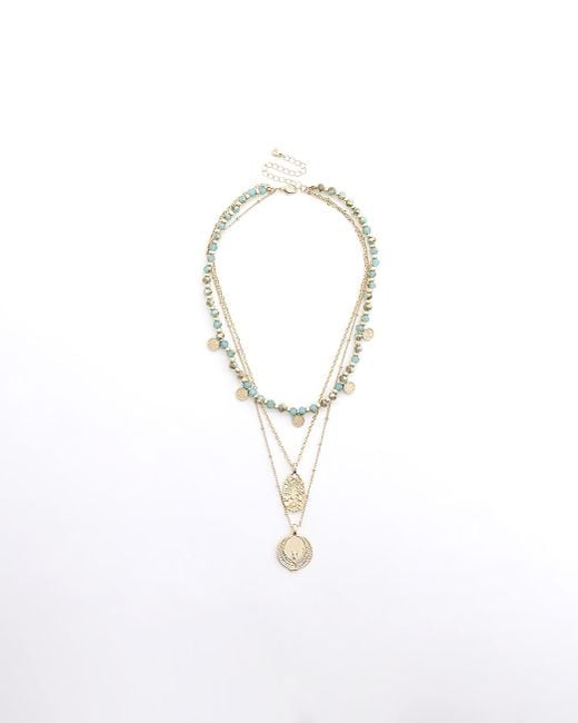 River Island White Colour Charm Layered Necklace