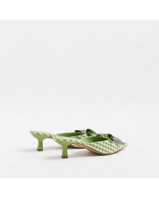 River Island Green Gingham Heeled Shoes