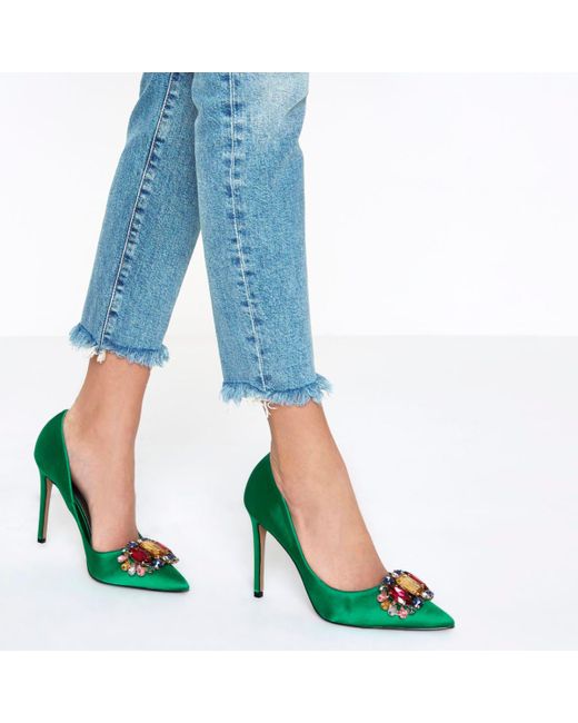 River Island Green Satin Jewel Embellished Court Shoes Green Satin Jewel Embellished Court Shoes Lyst UK