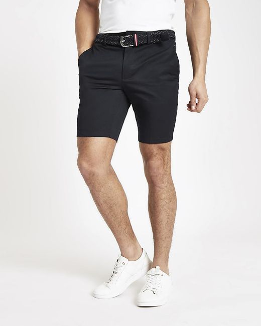 Cotton Belted Slim Fit Chino Shorts 