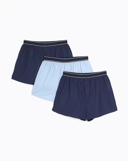 River Island Blue 3pk Boxer Shorts for men