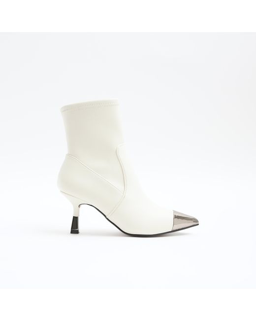 River Island White Toe Cap Heeled Ankle Boots