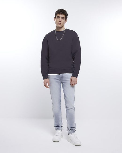 River Island Skinny Fit Faded Stacked Jeans in Blue for Men | Lyst