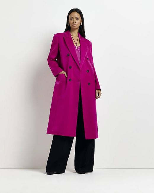 river island pink duster coat