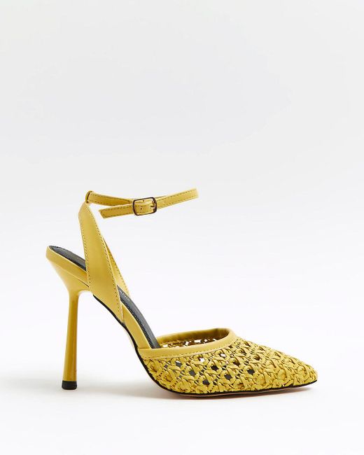 River Island Woven Court Shoes in Yellow | Lyst UK