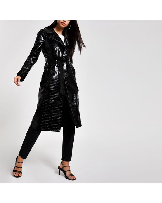 River Island Vinyl Embossed Trench in | Lyst Canada
