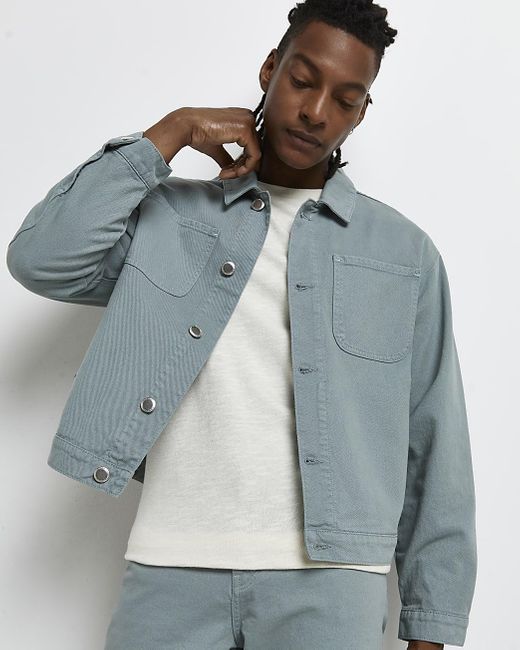 Green Boxy Fit Worker Denim Jacket 