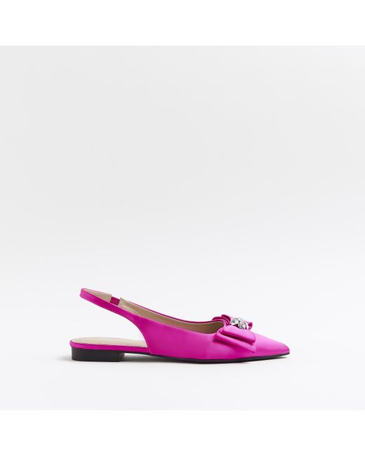 River Island Pink Satin Bow Shoes