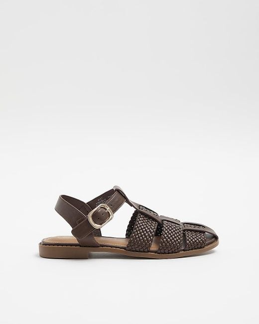 River Island Natural Woven Gladiator Flat Sandals