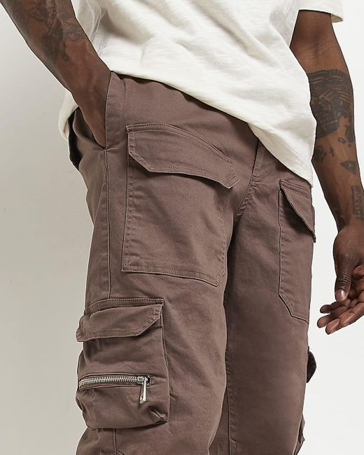 River Island Brown Regular Fit Cargo 