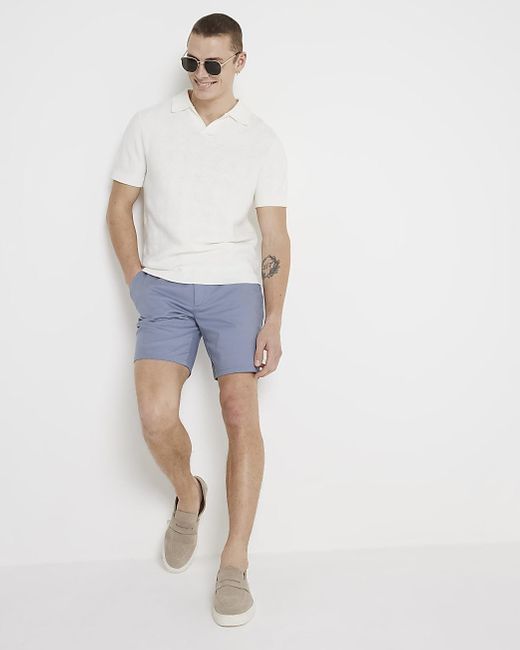 River Island Blue Skinny Fit Chino Shorts for men