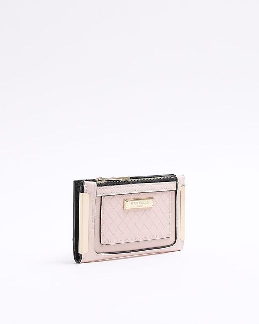 River Island White Pink Embossed Weave Purse