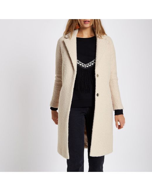 River Island Cream Boucle Coat in Natural Lyst Canada